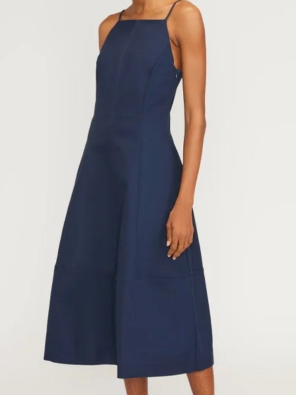 Everlane structured cotton bell dress in navy size small